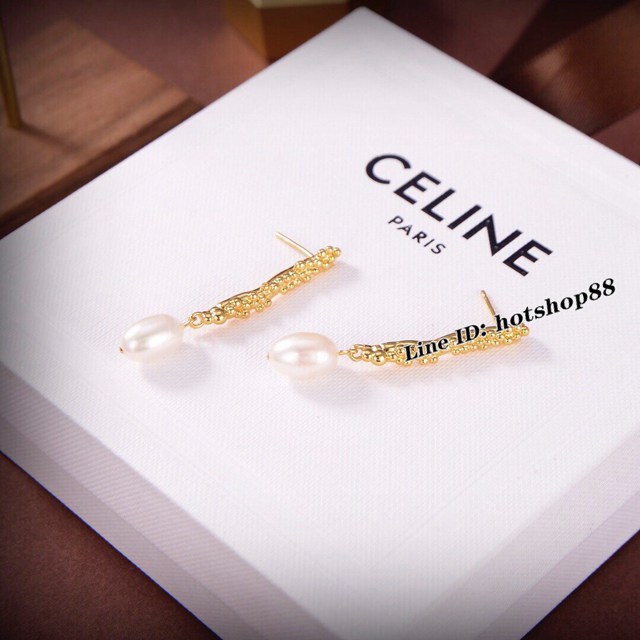 Celine專櫃2022新款配飾品賽琳金色珍珠耳釘 zgb1892